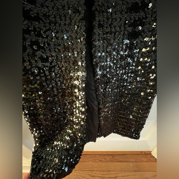 Vintage bombshell black sequin strapless gown VLV - Picture 2 of 5